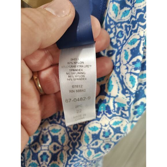 Women's Swimsuits For All 2 Piece Blue Tankini Plus Size 22 Beach Pool Cruise - Picture 4 of 8